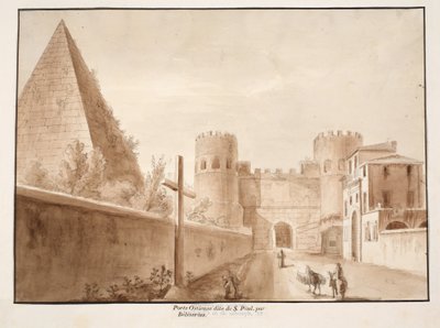 La Porta Ostiensis ou San Paolo, construite par Bélisaire, 1833 - Agostino Tofanelli